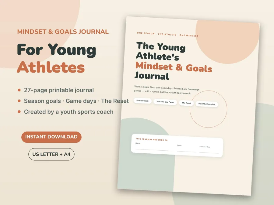 The Young Athlete's Mindset & Goals Journal, printable