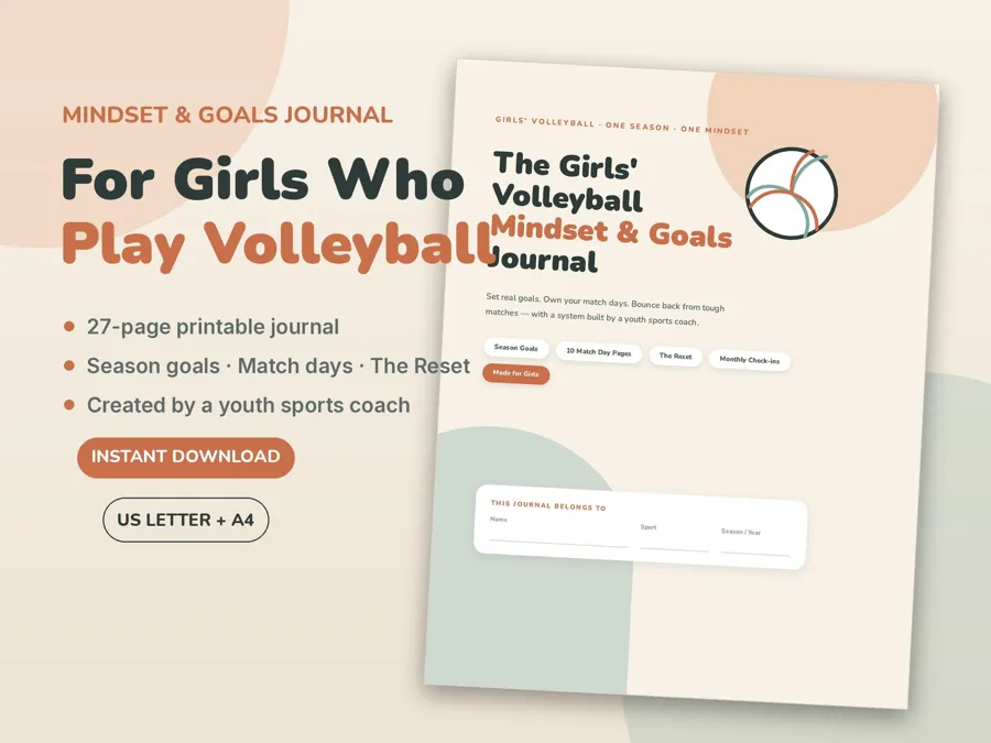 Girls' Volleyball Journal, printable