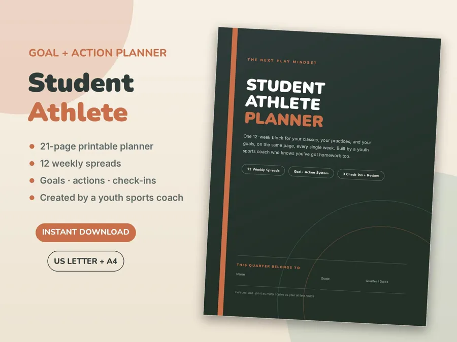 Student Athlete Planner, printable